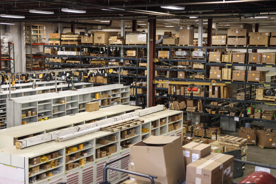 Wide shot of Bismarck location parts warehouse