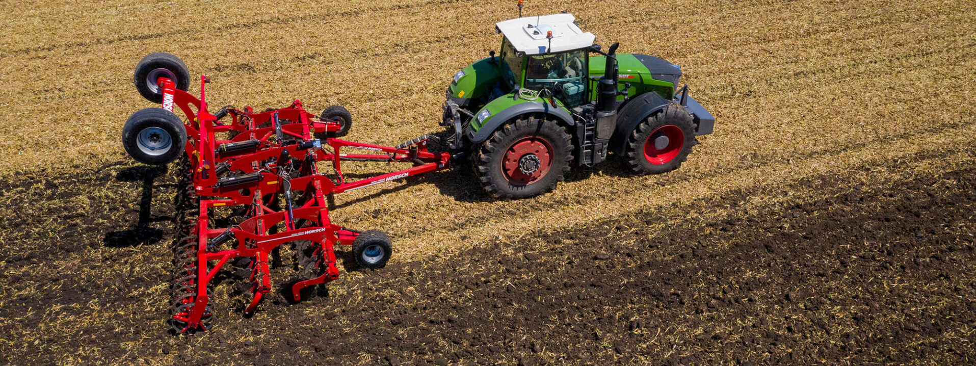 Birds-eye view of Horsch farming equipment