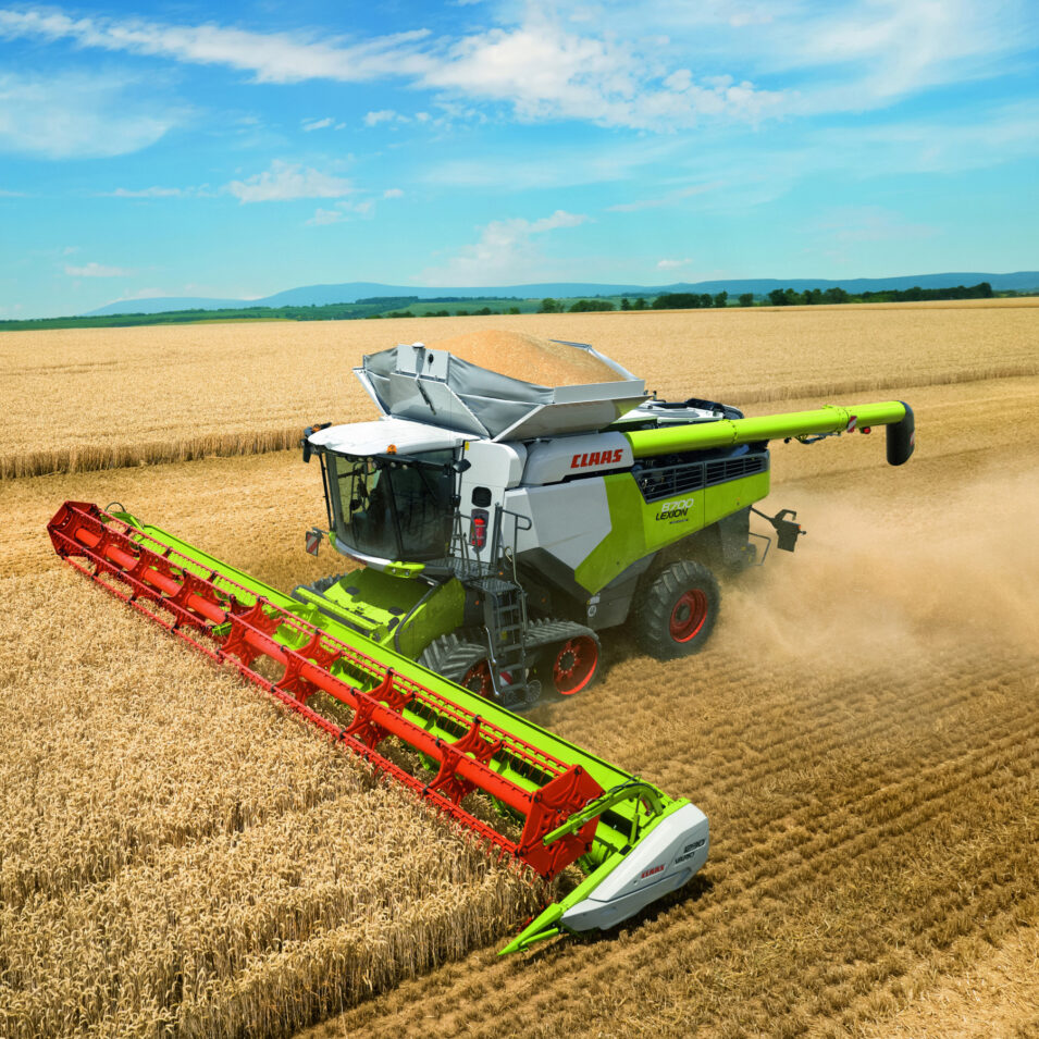 CLAAS harvester at work in a field