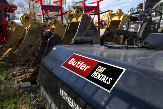 Butler cat rental logo on cat attachment